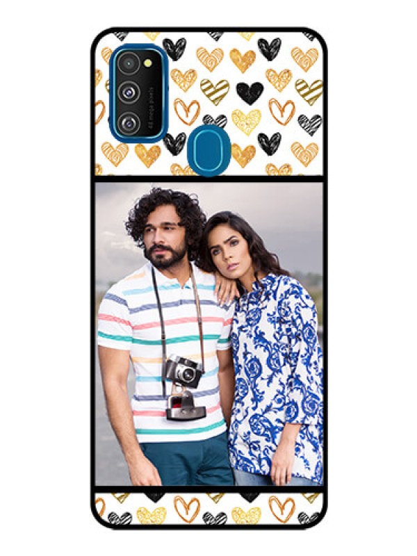 Custom Samsung Galaxy M30s Photo Printing on Glass Case  - Love Symbol Design
