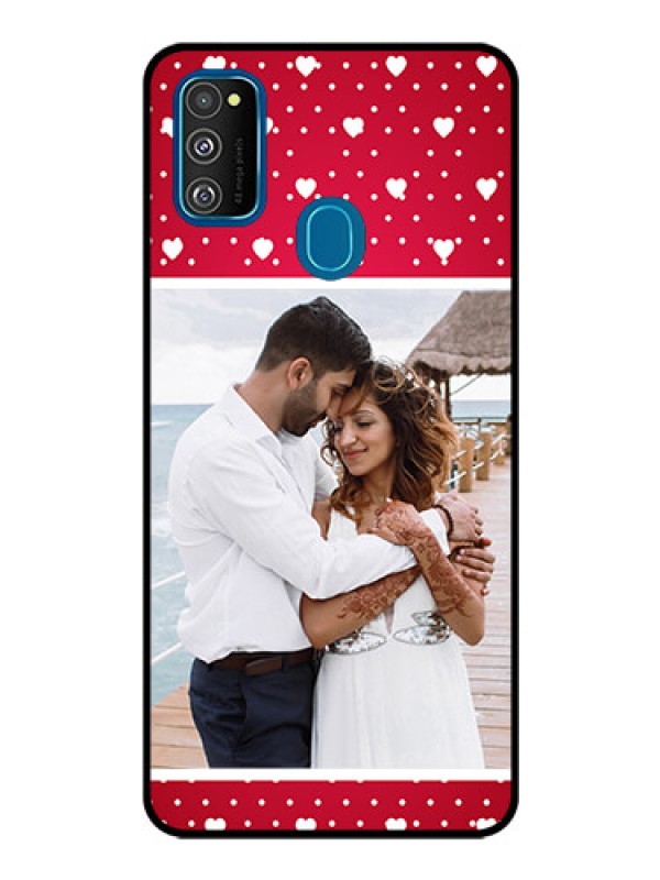 Custom Samsung Galaxy M30s Photo Printing on Glass Case  - Hearts Mobile Case Design