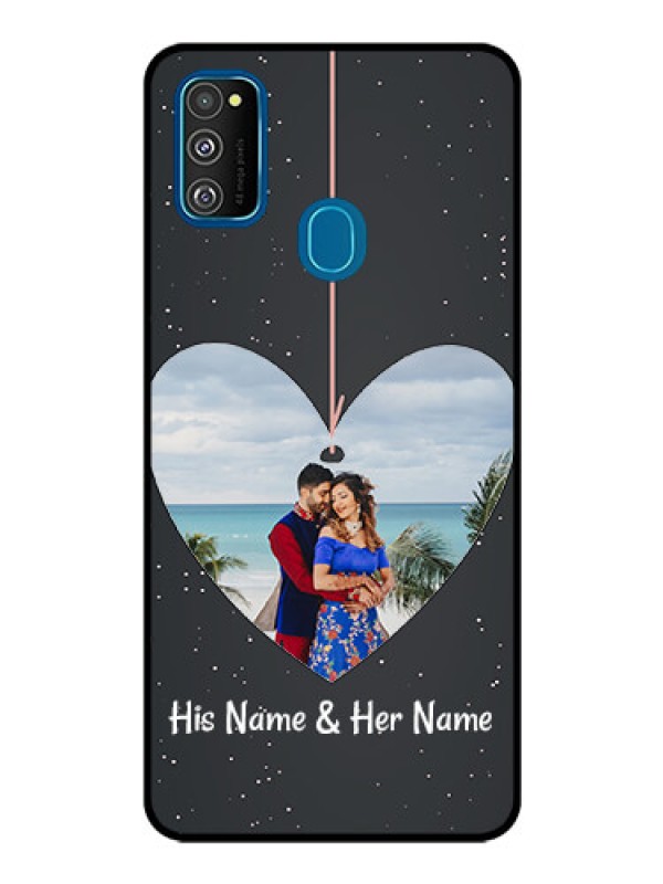 Custom Samsung Galaxy M30s Custom Glass Phone Case  - Hanging Heart Design