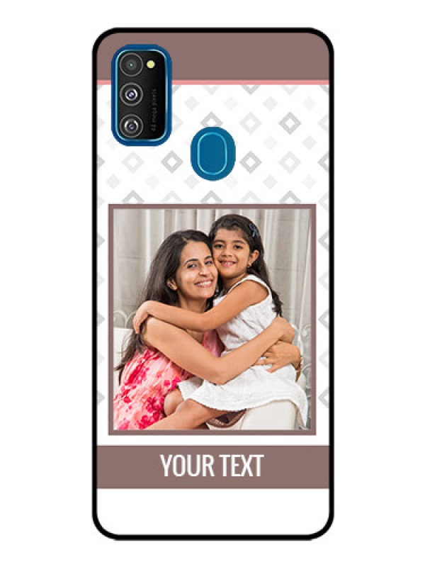 Custom Samsung Galaxy M30s Photo Printing on Glass Case  - Simple Diamond Design