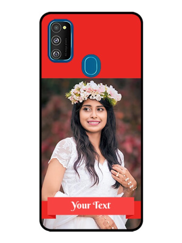 Custom Samsung Galaxy M30s Custom Glass Phone Case  - Simple Red Color Design