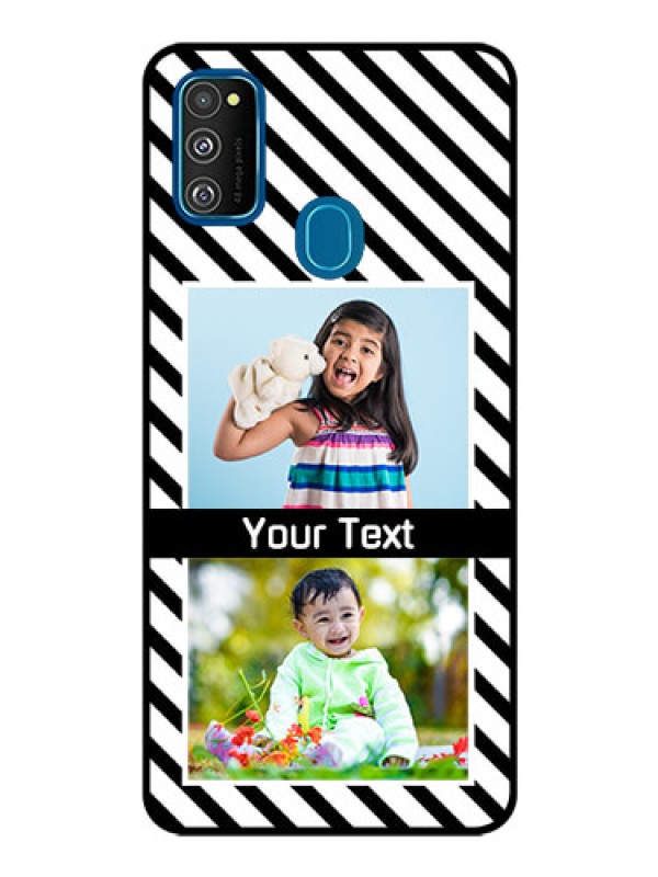 Custom Samsung Galaxy M30s Photo Printing on Glass Case  - Black And White Stripes Design