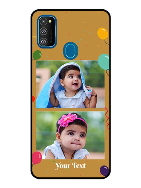 Custom Samsung Galaxy M30s Personalized Glass Phone Case  - Image Holder with Birthday Celebrations Design