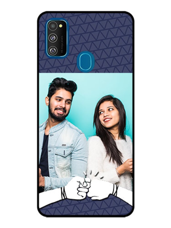 Custom Samsung Galaxy M30s Photo Printing on Glass Case  - with Best Friends Design  