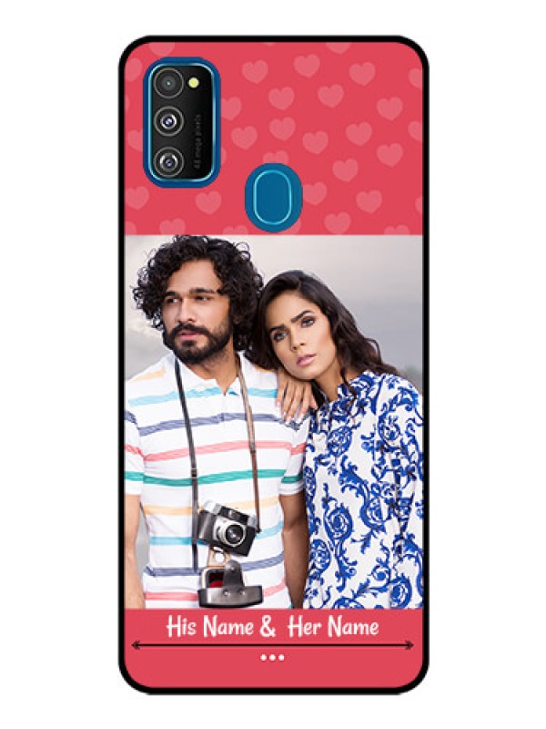 Custom Samsung Galaxy M30s Photo Printing on Glass Case  - Simple Love Design