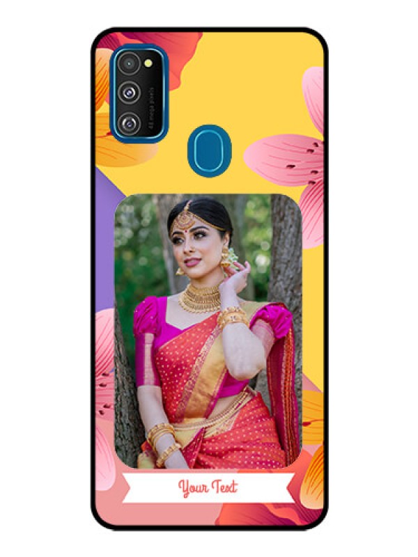 Custom Samsung Galaxy M30s Custom Glass Mobile Case  - 3 Image With Vintage Floral Design