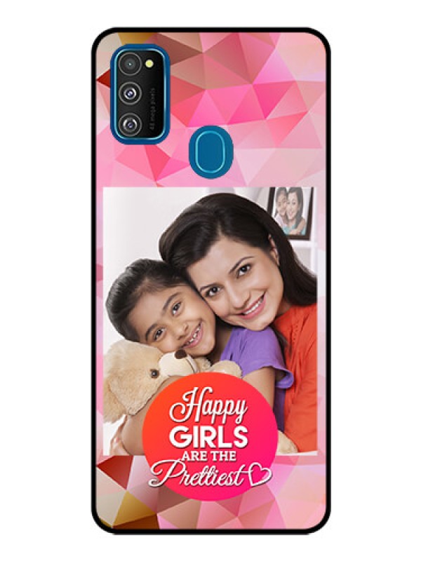 Custom Samsung Galaxy M30s Photo Printing on Glass Case  - Abstract Triangle Design
