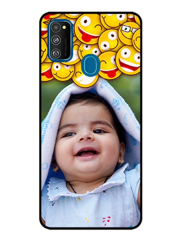 Custom Samsung Galaxy M30s Custom Glass Mobile Case  - with Smiley Emoji Design