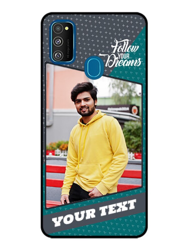 Custom Samsung Galaxy M30s Personalized Glass Phone Case  - Background Pattern Design with Quote