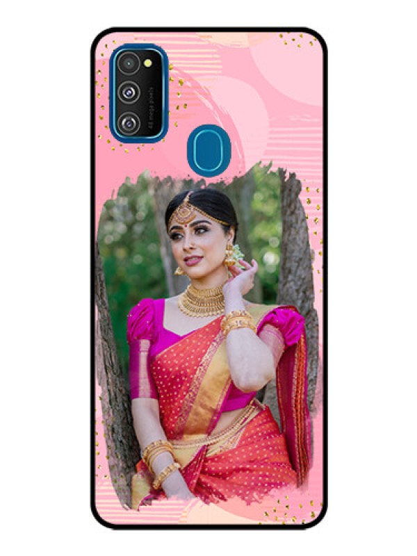 Custom Samsung Galaxy M30s Personalized Glass Phone Case  - Gold Glitter Splash Design