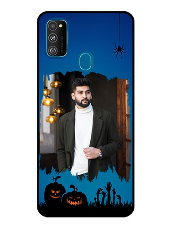 Custom Samsung Galaxy M30s Photo Printing on Glass Case  - with pro Halloween design 
