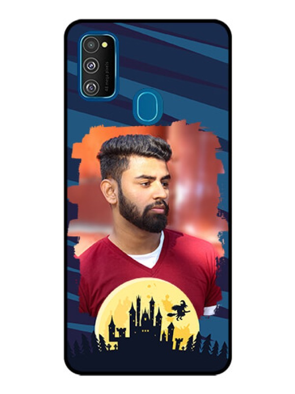 Custom Samsung Galaxy M30s Photo Printing on Glass Case  - Halloween Witch Design 