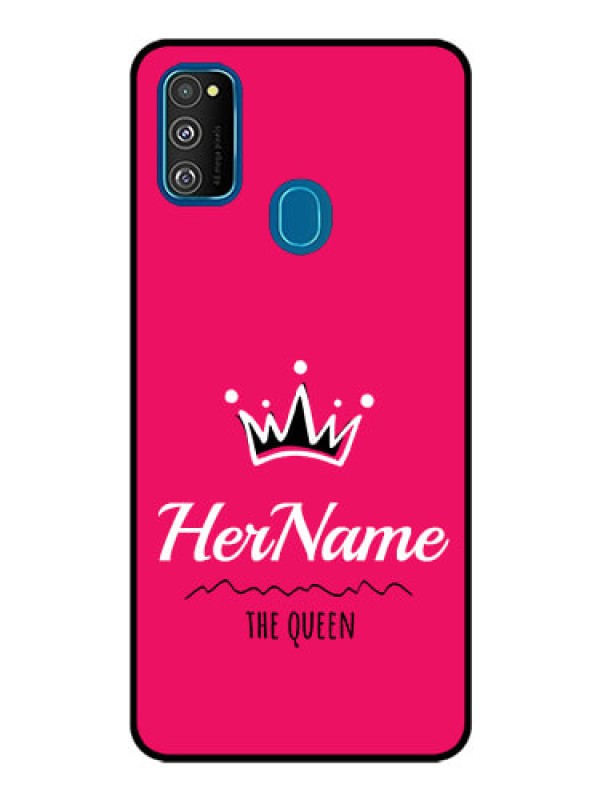 Custom Galaxy M30S Glass Phone Case Queen with Name
