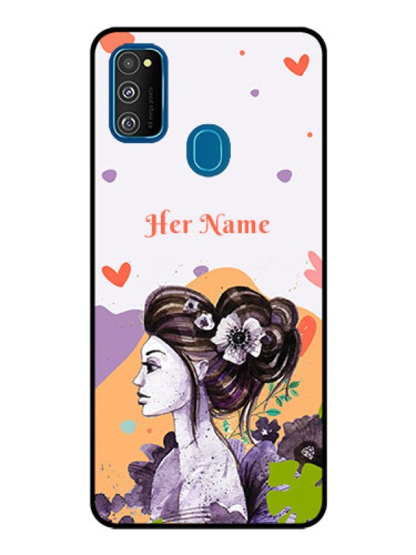 Custom Galaxy M30S Personalized Glass Phone Case - Woman And Nature Design