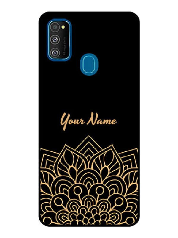 Custom Galaxy M30S Custom Glass Phone Case - Golden mandala Design