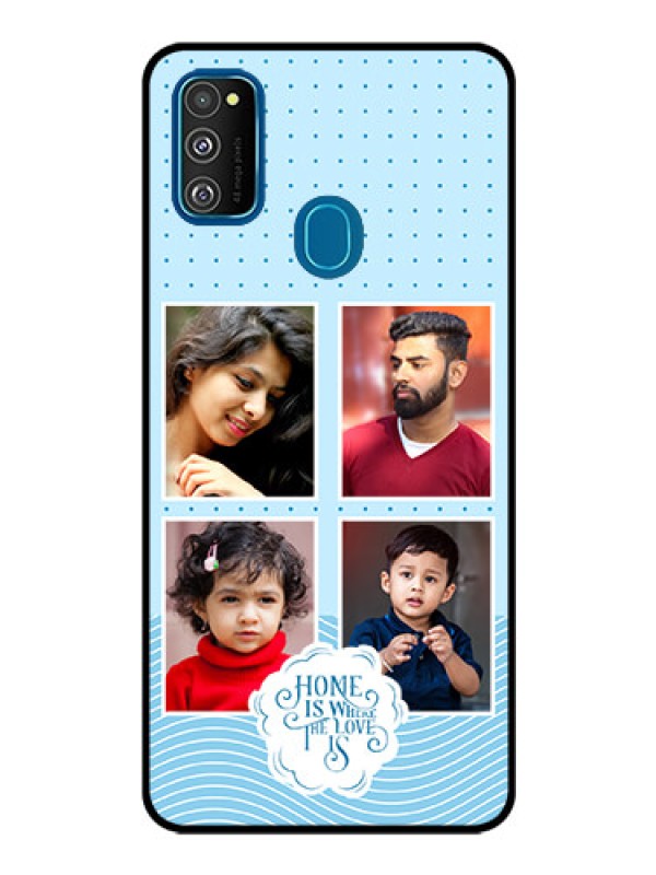 Custom Galaxy M30S Custom Glass Phone Case - Cute love quote with 4 pic upload Design
