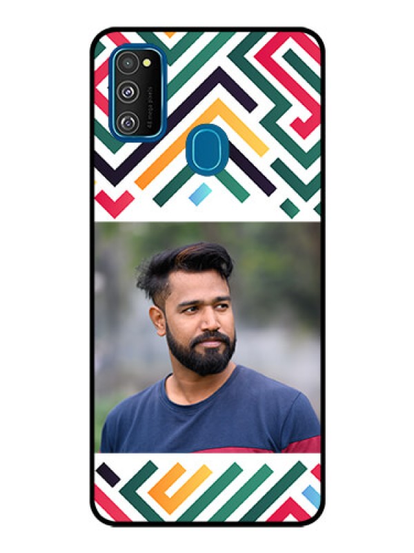 Custom Galaxy M30S Personalized Glass Phone Case - Colorful Maze Pattern Design