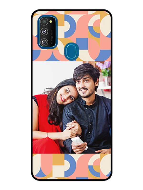 Custom Galaxy M30S Photo Printing on Glass Case - Semi-circle Maze Pattern Design