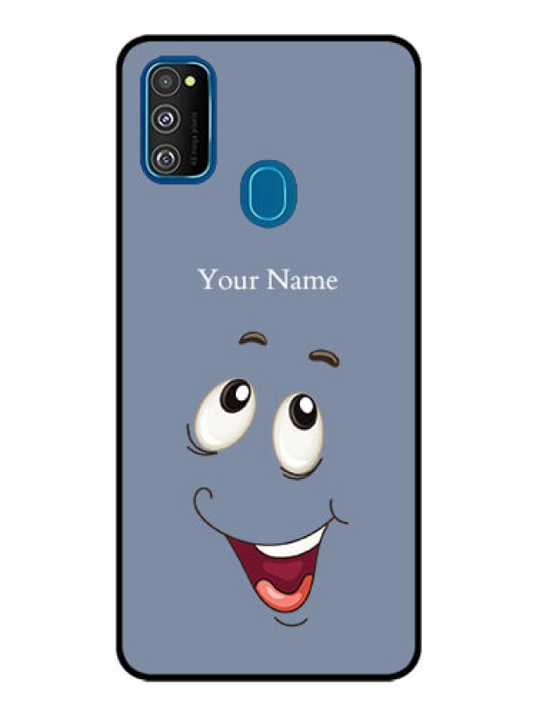 Custom Galaxy M30S Photo Printing on Glass Case - Laughing Cartoon Face Design