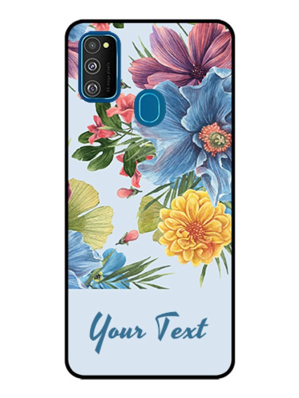 Custom Galaxy M30S Custom Glass Mobile Case - Stunning Watercolored Flowers Painting Design
