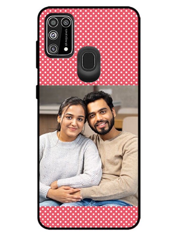 Custom Galaxy M31 Prime Edition Custom Glass Phone Case  - White Dotted Design