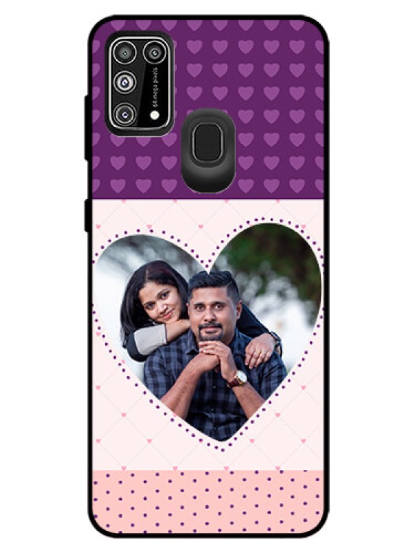 Custom Galaxy M31 Prime Edition Custom Glass Phone Case  - Violet Love Dots Design