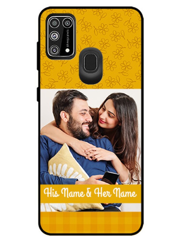 Custom Galaxy M31 Prime Edition Custom Glass Mobile Case  - Yellow Floral Design