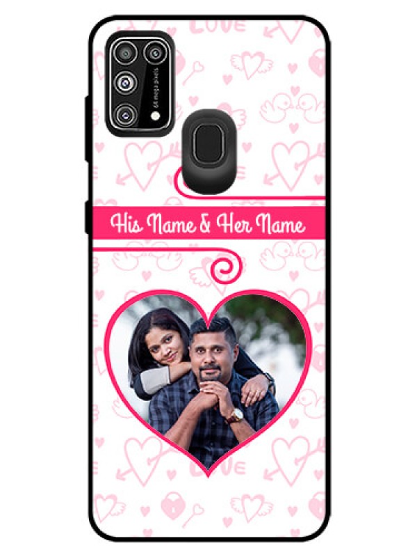 Custom Galaxy M31 Prime Edition Personalized Glass Phone Case  - Heart Shape Love Design