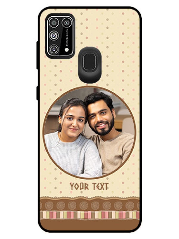 Custom Galaxy M31 Prime Edition Custom Glass Mobile Case  - Brown Dotted Mobile Case Design