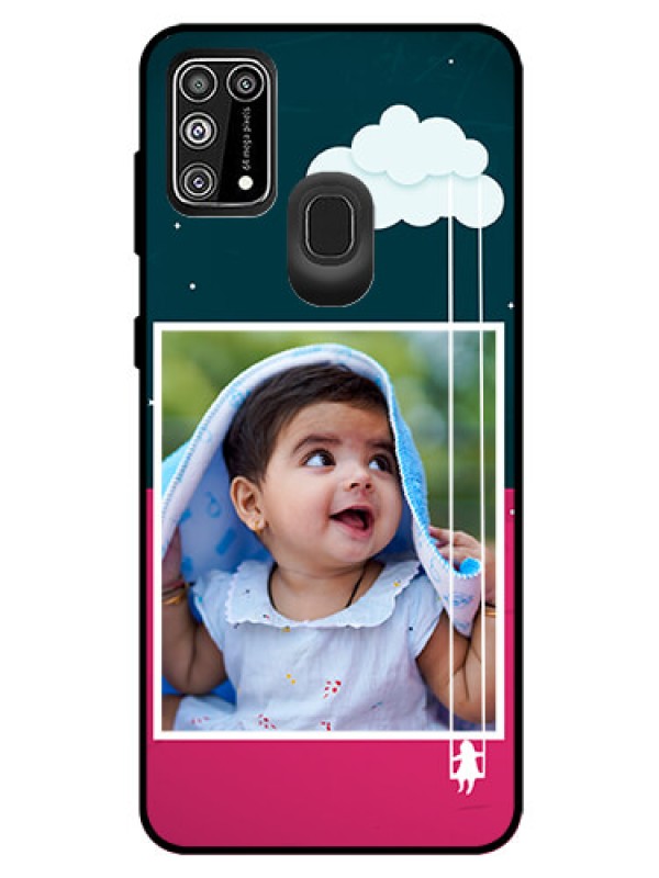 Custom Galaxy M31 Prime Edition Custom Glass Phone Case  - Cute Girl with Cloud Design