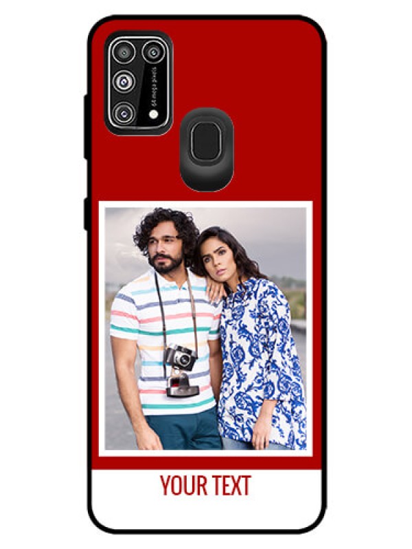 Custom Galaxy M31 Prime Edition Personalized Glass Phone Case  - Simple Red Color Design