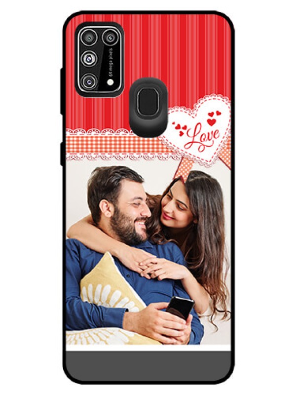 Custom Galaxy M31 Prime Edition Custom Glass Mobile Case  - Red Love Pattern Design