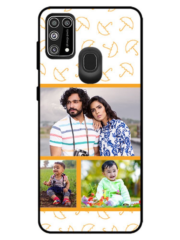 Custom Galaxy M31 Prime Edition Custom Glass Mobile Case  - Yellow Pattern Design