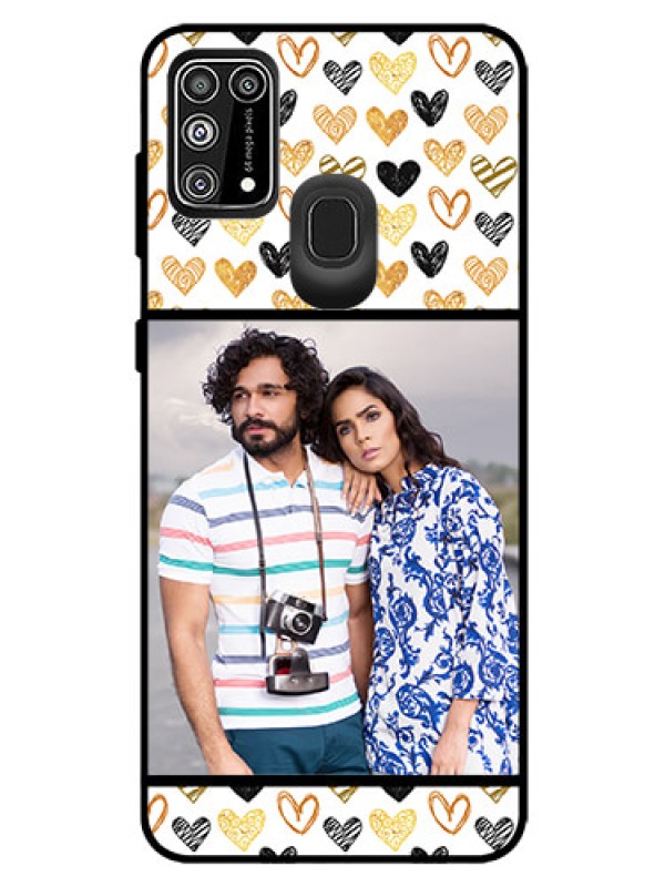 Custom Galaxy M31 Prime Edition Photo Printing on Glass Case  - Love Symbol Design