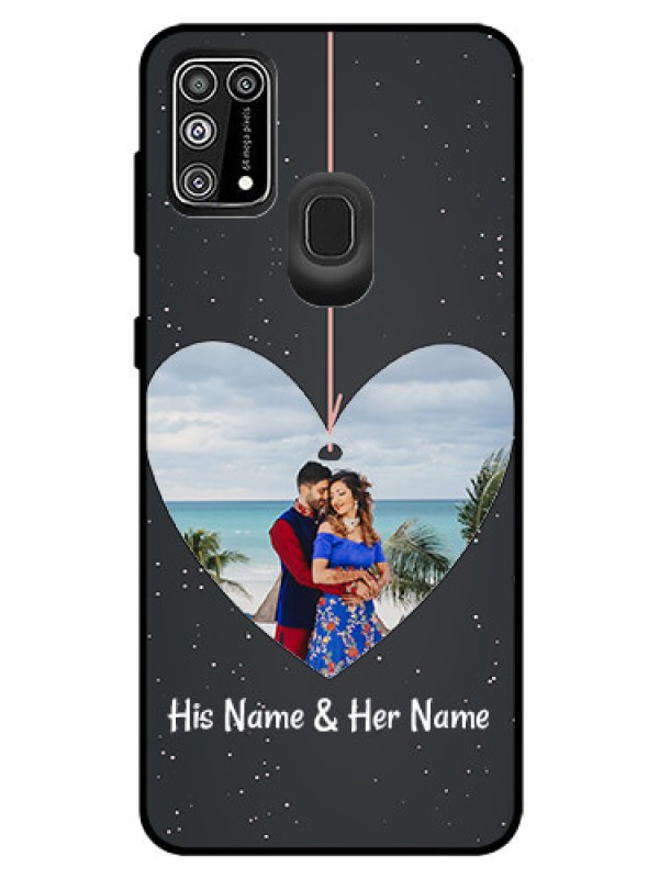 Custom Galaxy M31 Prime Edition Custom Glass Phone Case  - Hanging Heart Design