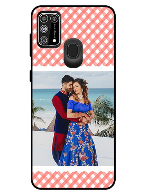 Custom Galaxy M31 Prime Edition Personalized Glass Phone Case  - Pink Pattern Design