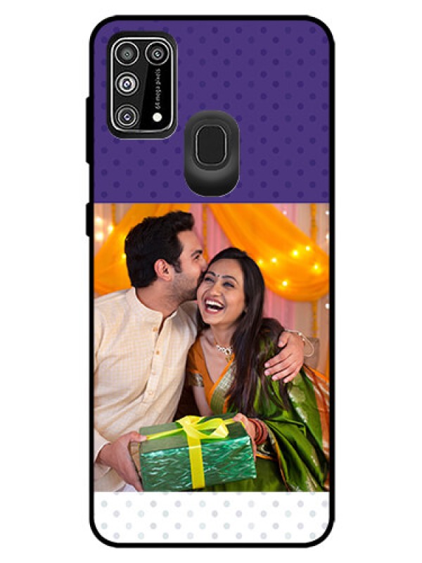 Custom Galaxy M31 Prime Edition Personalized Glass Phone Case  - Violet Pattern Design