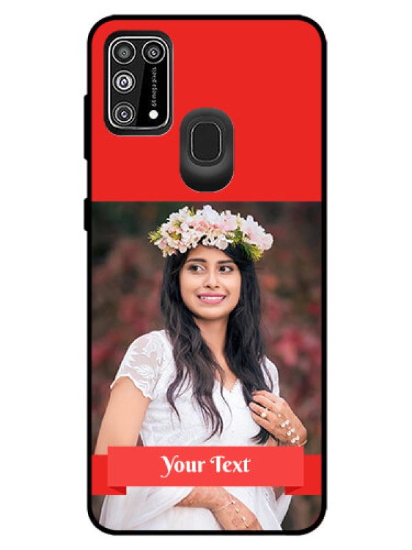 Custom Galaxy M31 Prime Edition Custom Glass Phone Case  - Simple Red Color Design