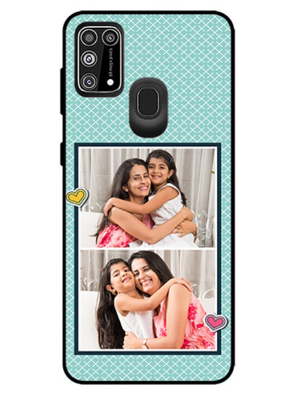 Custom Galaxy M31 Prime Edition Custom Glass Phone Case  - 2 Image Holder with Pattern Design