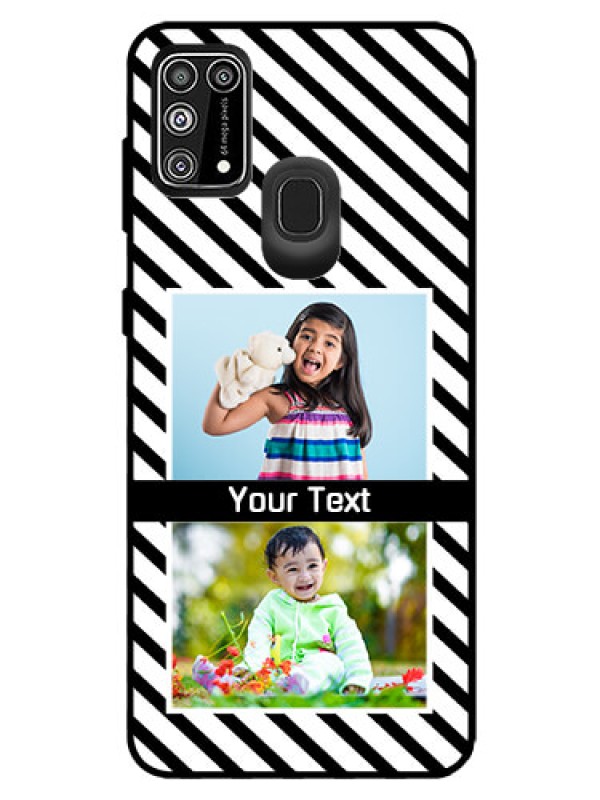 Custom Galaxy M31 Prime Edition Photo Printing on Glass Case  - Black And White Stripes Design