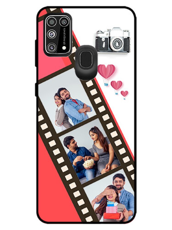 Custom Galaxy M31 Prime Edition Personalized Glass Phone Case  - 3 Image Holder with Film Reel