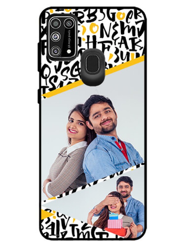 Custom Galaxy M31 Prime Edition Custom Glass Mobile Case  - Letters Pattern Design