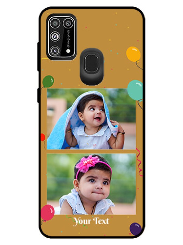 Custom Galaxy M31 Prime Edition Personalized Glass Phone Case  - Image Holder with Birthday Celebrations Design