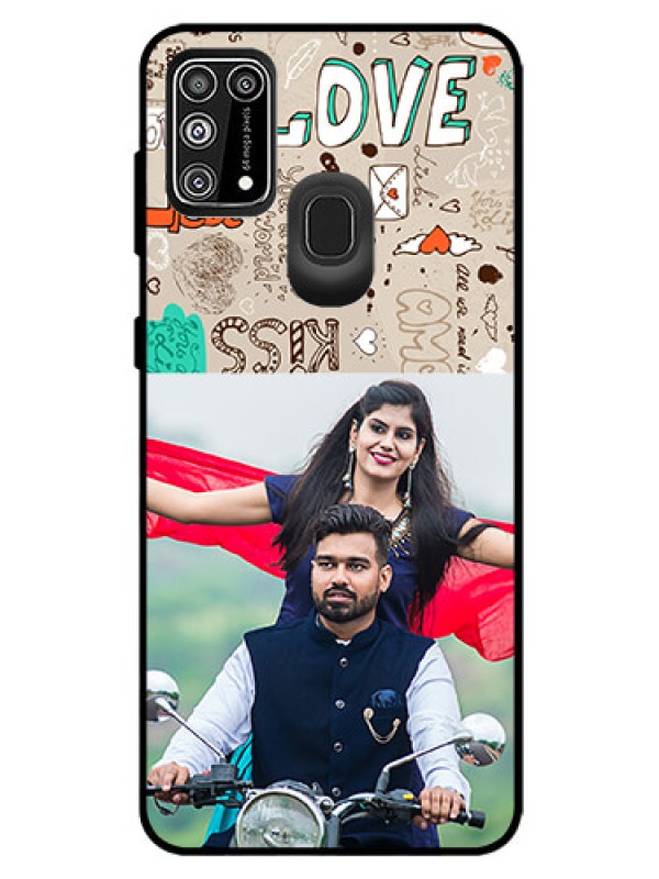 Custom Galaxy M31 Prime Edition Custom Glass Phone Case  - Love Doodle Pattern 