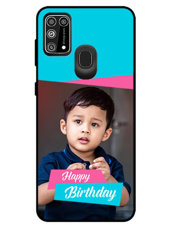 Custom Galaxy M31 Prime Edition Personalized Glass Phone Case  - Image Holder with 2 Color Design