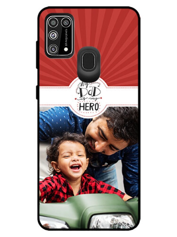 Custom Galaxy M31 Prime Edition Photo Printing on Glass Case  - My Dad Hero Design