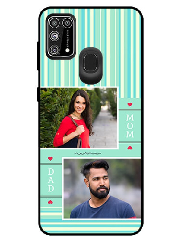 Custom Galaxy M31 Prime Edition Custom Glass Phone Case  - Mom & Dad Pic Design