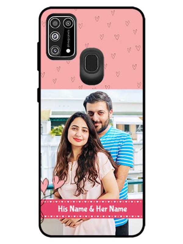 Custom Galaxy M31 Prime Edition Personalized Glass Phone Case  - Love Design Peach Color