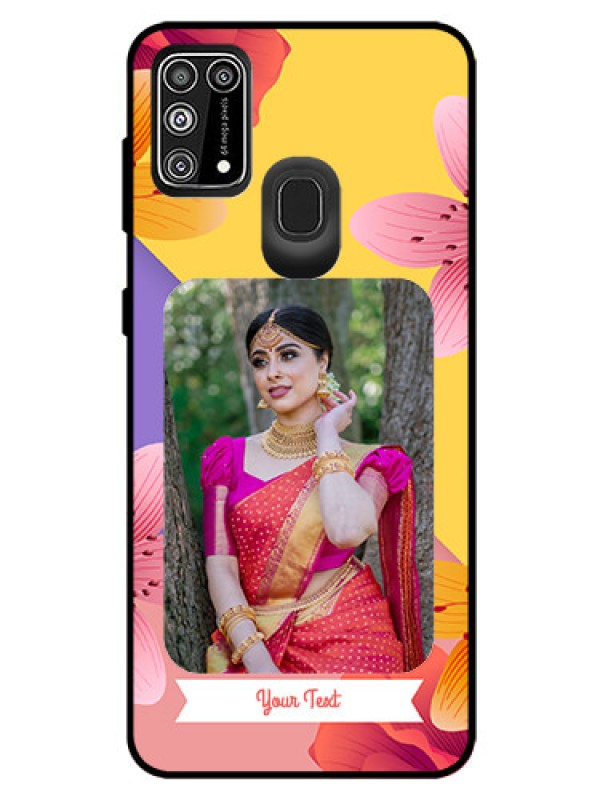 Custom Galaxy M31 Prime Edition Custom Glass Mobile Case  - 3 Image With Vintage Floral Design