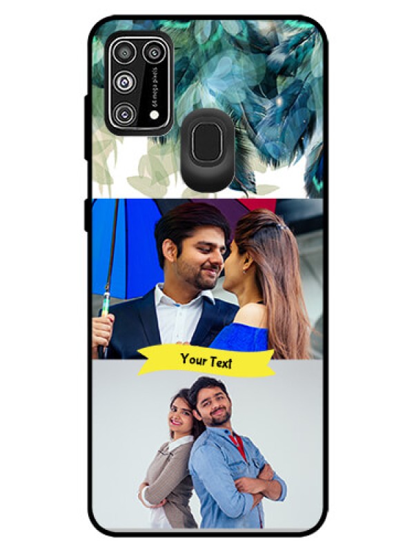 Custom Galaxy M31 Prime Edition Personalized Glass Phone Case  - Image with Boho Peacock Feather Design